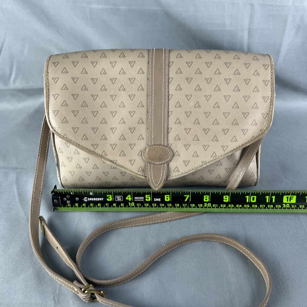 Vintage Liz Claiborne Shoulder Bag Womens Beige Leather Trim Crossbody Strap - Picture 3 of 11